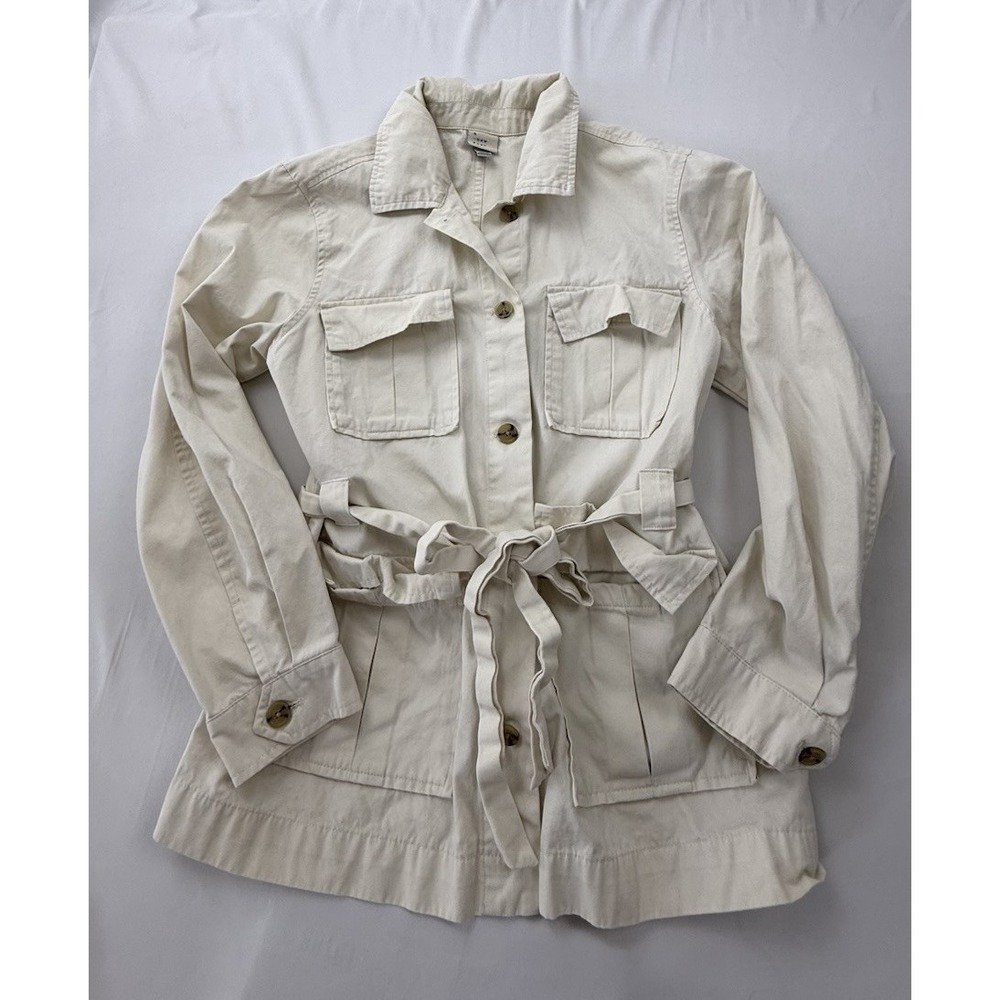 A New Day Women's Belted Safari Utility Jacket - Ivory, 100% Cotton Size M‎